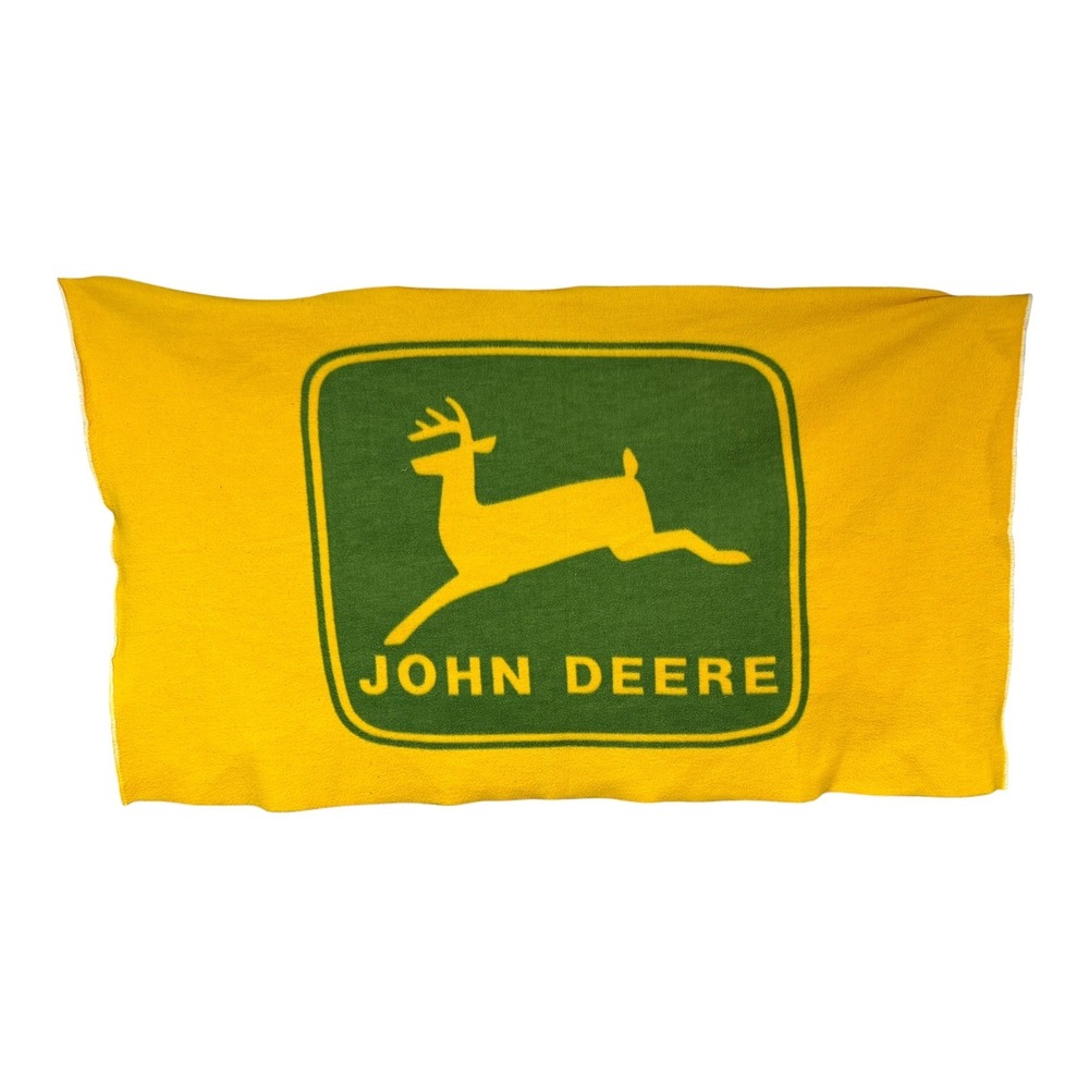 John Deere Fleece Throw Blanket Yellow Green Leaping Deer Logo 3x5 Feet America